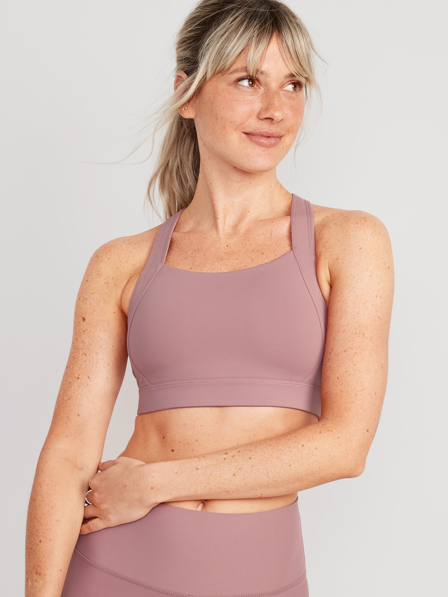 Old Navy High Support PowerSoft Convertible Sports Bra for Women 2X-4X pink. 1