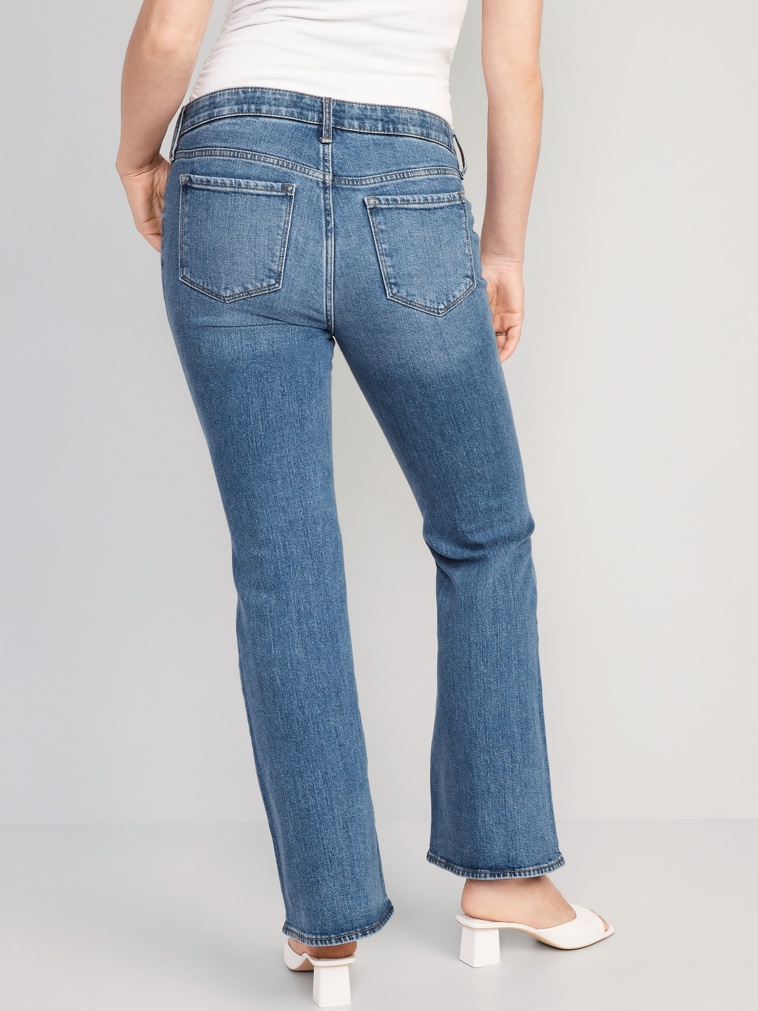 Front-Low Flare Panel Old Maternity Jeans | Navy