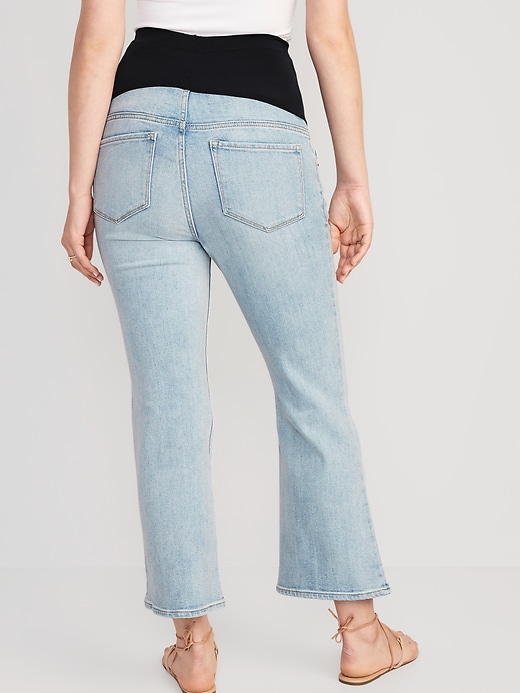 Image number 2 showing, Maternity Full-Panel Cropped Flare Jeans