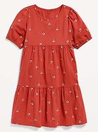 View large product image 3 of 3. Puff-Sleeve Printed Swing Dress for Girls