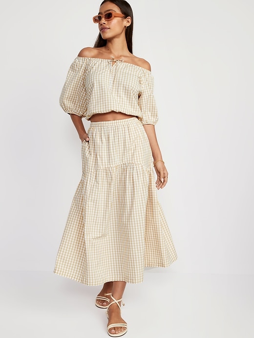 Image number 3 showing, Tiered Gingham Maxi Skirt