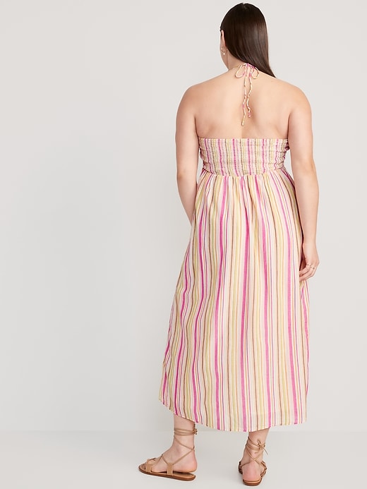 Image number 5 showing, Fit & Flare Striped Halter Maxi Dress