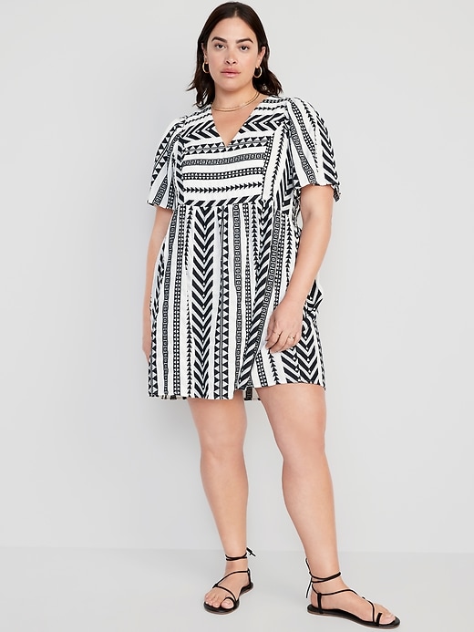 Flutter-Sleeve V-Neck Jacquard Mini Swing Dress | Old Navy