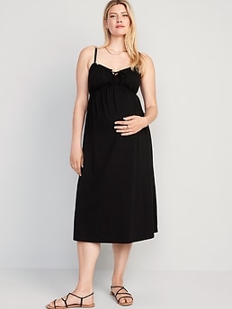 Black Slip Maternity Midi Dress