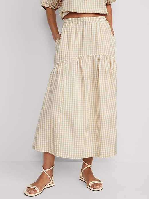 Image number 1 showing, Tiered Gingham Maxi Skirt
