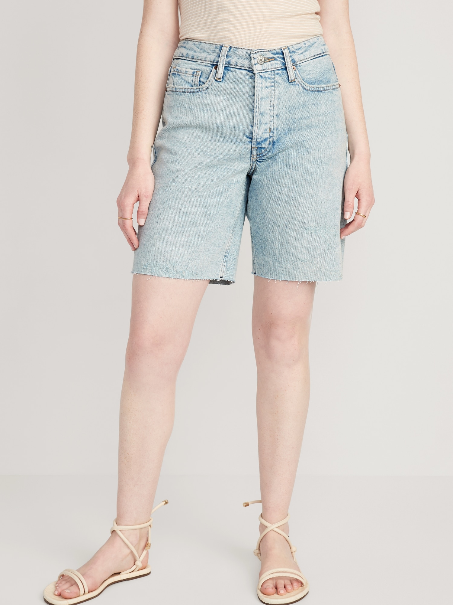 Old Navy High-Waisted OG Loose Button-Fly Jean Shorts for Women -- 9-inch inseam blue. 1