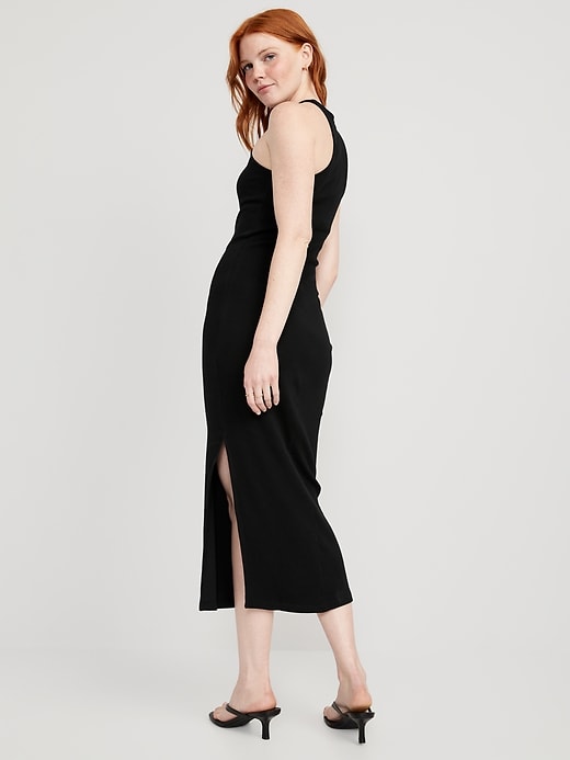 Image number 2 showing, Fitted High-Neck Rib-Knit Maxi Dress
