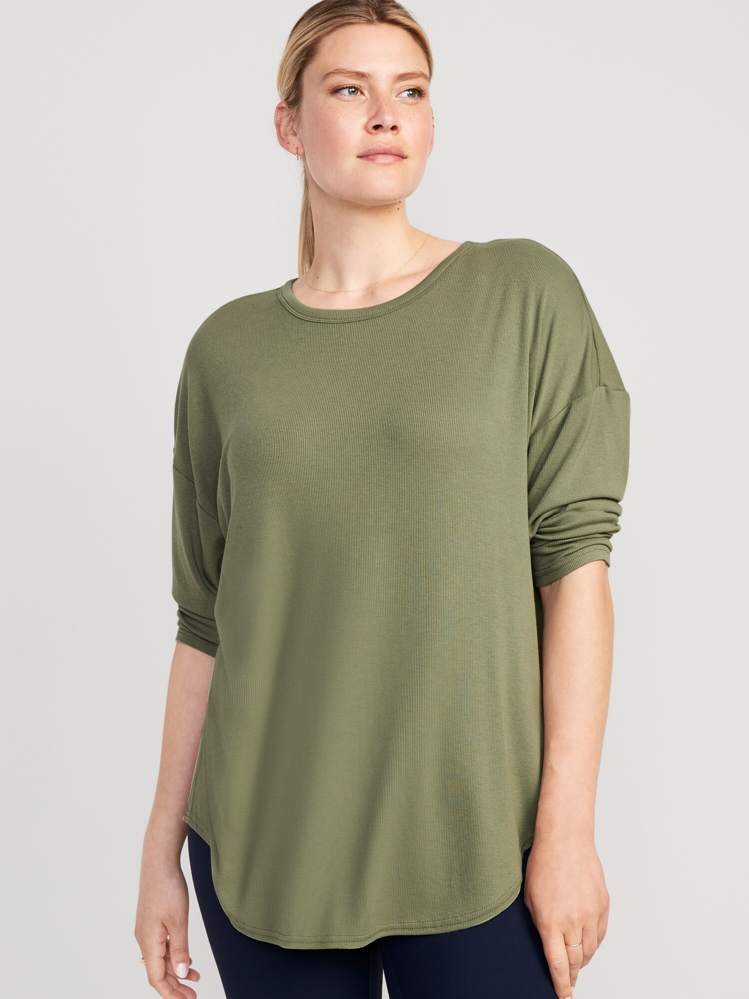 Maternity UltraLite 3/4-Sleeve Rib-Knit Tunic