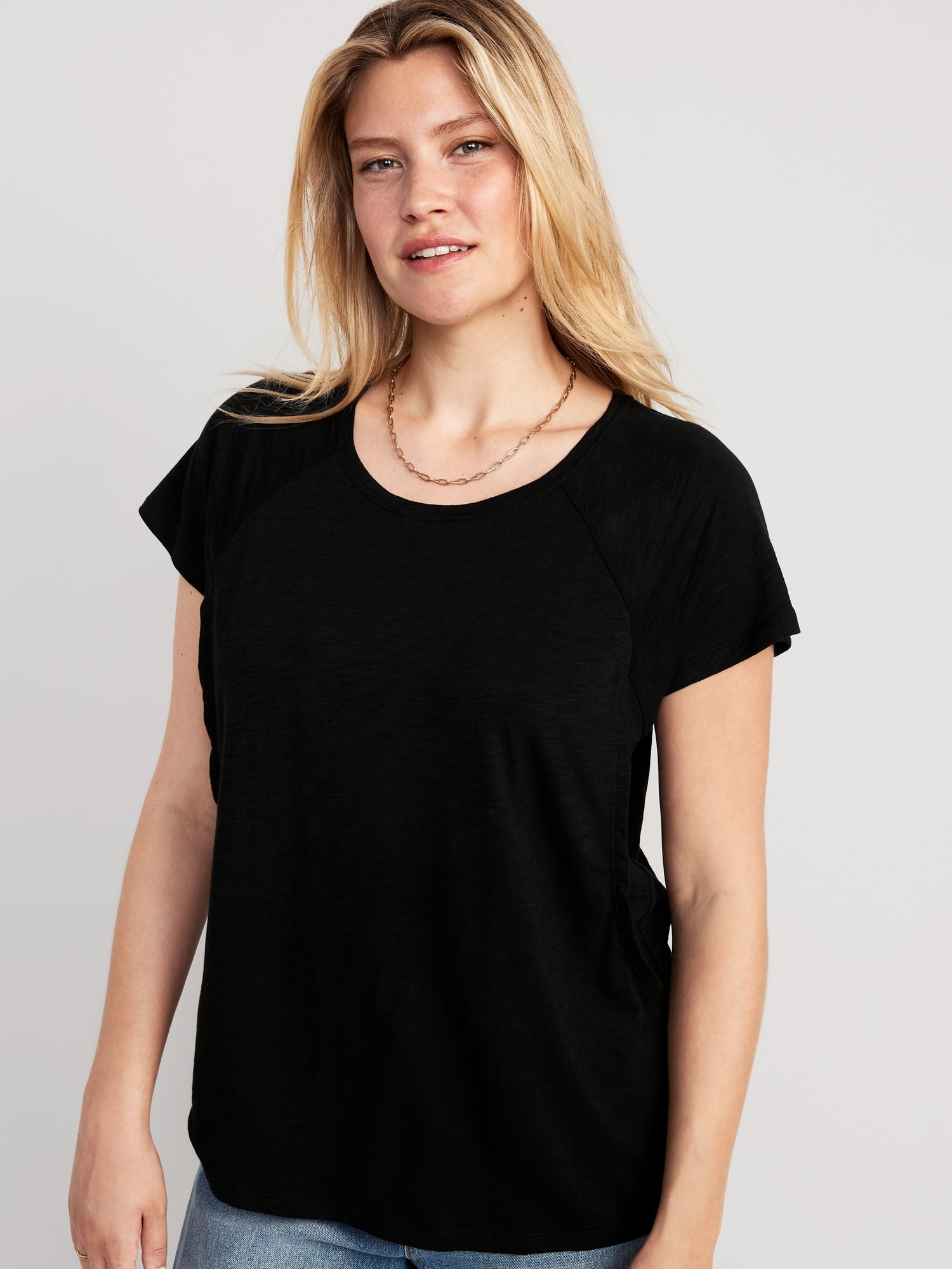 Old Navy Maternity Slub-Knit Raglan Nursing Top black. 1