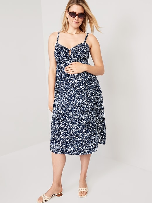 Image number 3 showing, Maternity Fit & Flare Sleeveless Floral Midi Dress