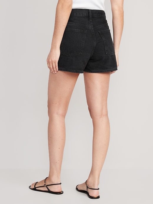 Image number 2 showing, High-Waisted Slouchy Straight Button-Fly Non-Stretch Jean Shorts -- 3-inch inseam