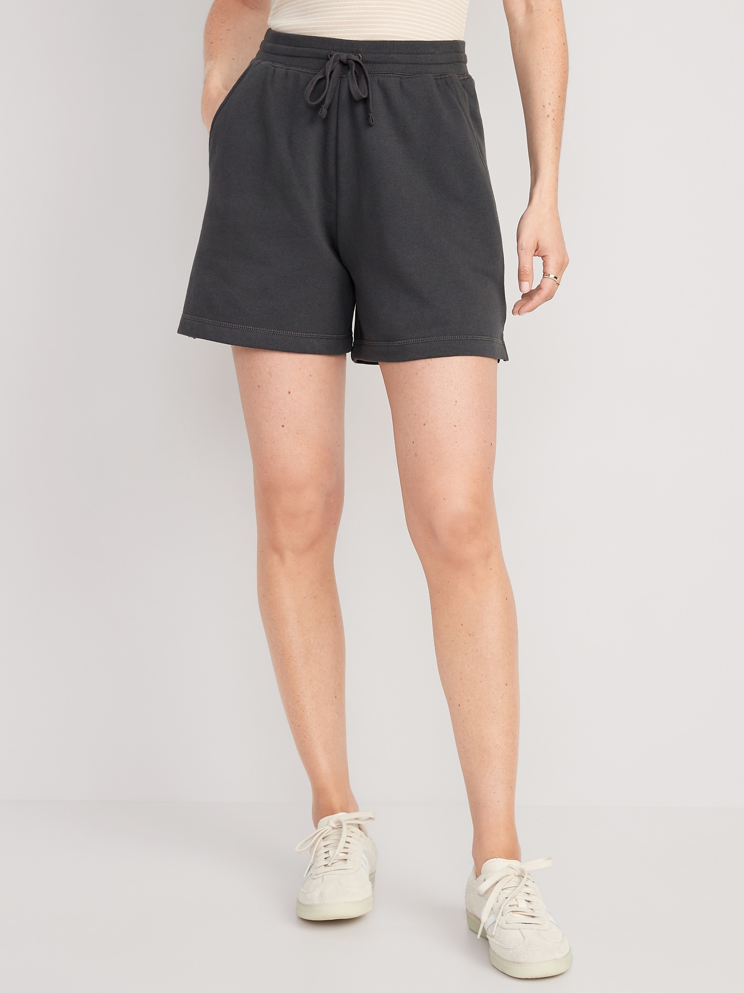 Old Navy High-Waisted Lounge Sweat Shorts for Women -- 5-inch inseam black. 1