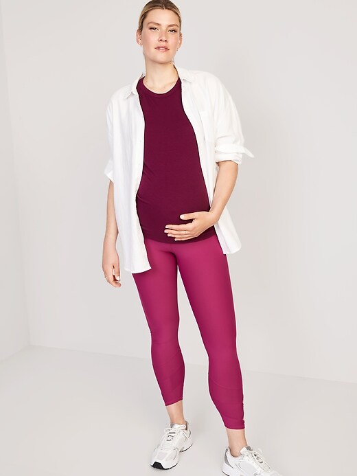 Image number 3 showing, Maternity Full-Panel PowerSoft Cutout 7/8-Length Leggings