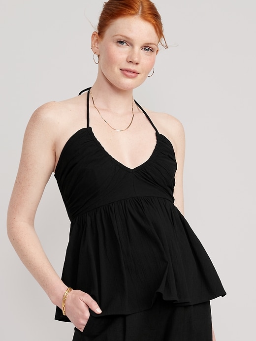 Halter Keyhole-Front Smocked Babydoll Cami Top for Women | Old Navy