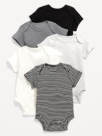 Image number 1 showing, Unisex Short-Sleeve Bodysuit 5-Pack for Baby