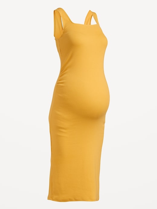 View large product image 2 of 2. Maternity Square-Neck Rib-Knit Midi Dress