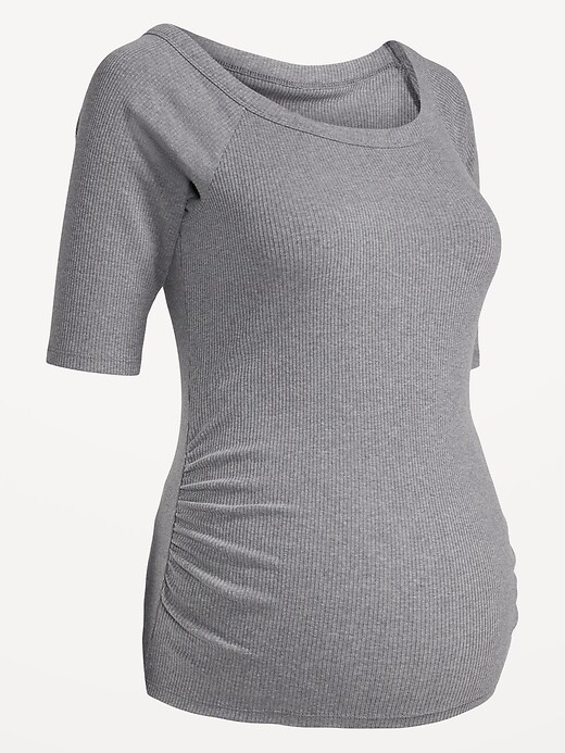 View large product image 2 of 2. Maternity 3/4-Sleeve Side-Shirred T-Shirt