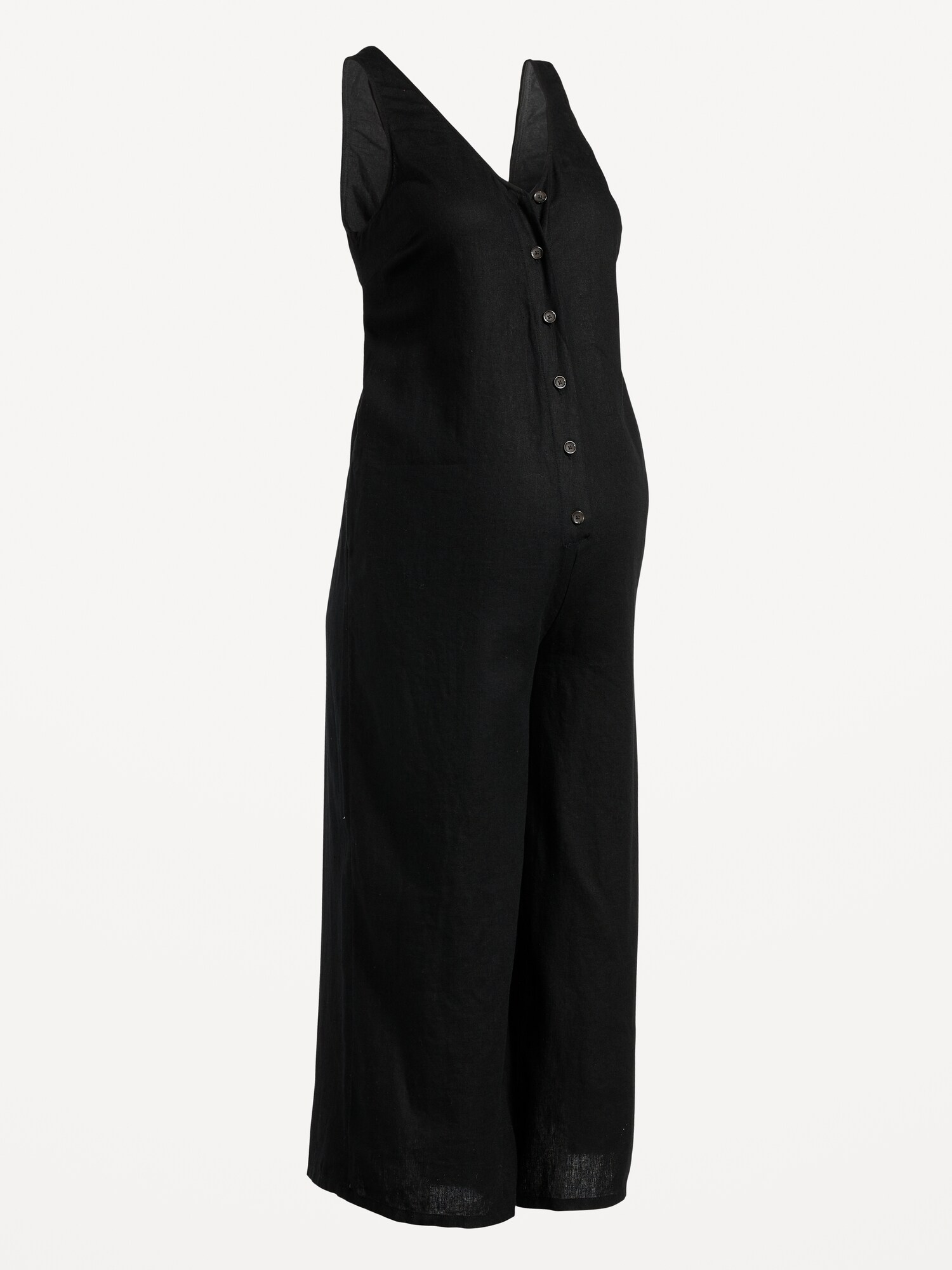 Maternity Sleeveless LinenBlend Cropped Henley Jumpsuit Old Navy