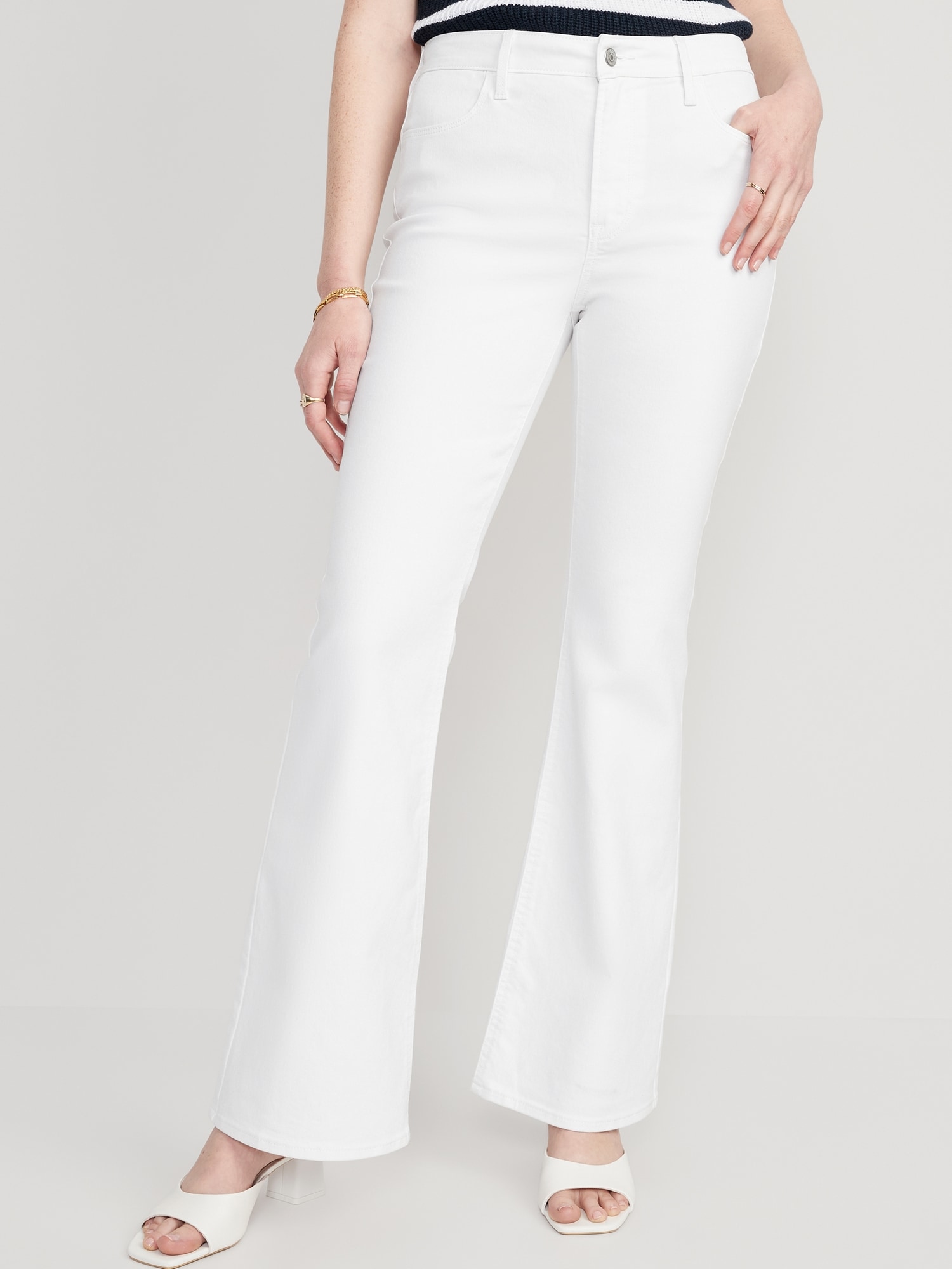 Old Navy High-Waisted Wow White Flare Jeans for Women white. 1