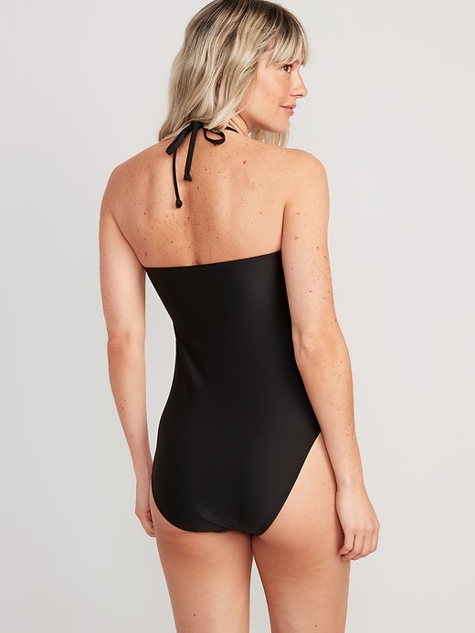 Image number 2 showing, Square-Ring Halter One-Piece Swimsuit