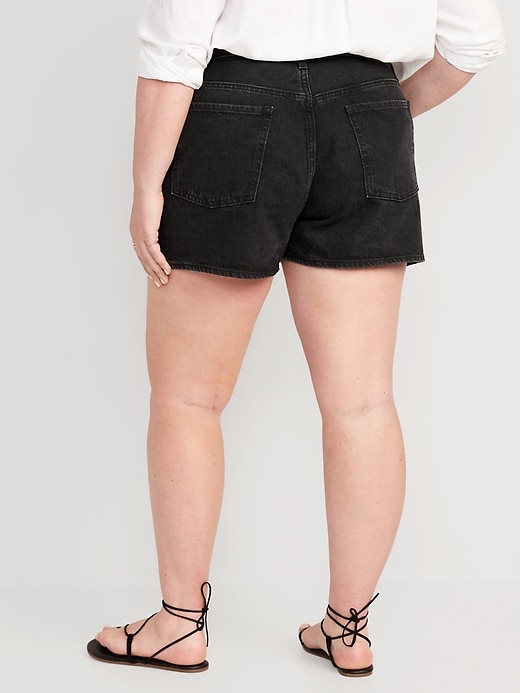 Image number 8 showing, High-Waisted Slouchy Straight Button-Fly Non-Stretch Jean Shorts -- 3-inch inseam