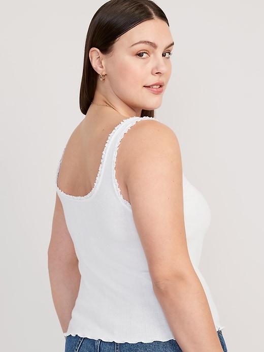 Image number 6 showing, Rib-Knit Lettuce-Edge Cami Top