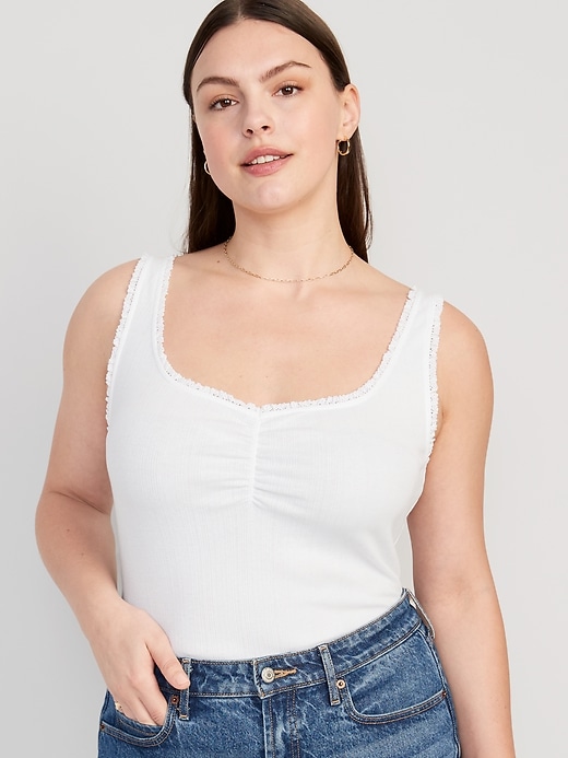 Image number 5 showing, Rib-Knit Lettuce-Edge Cami Top