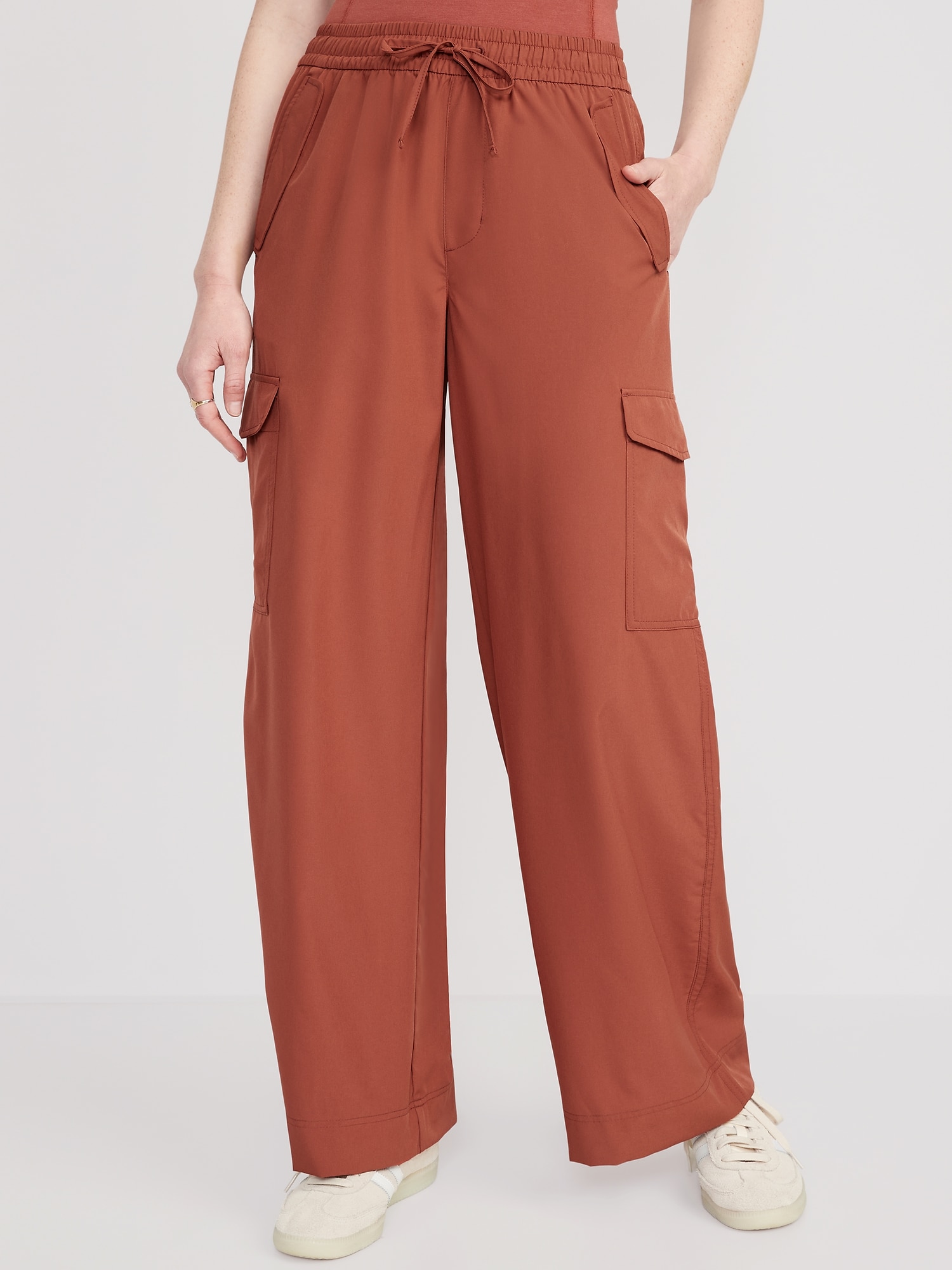 Old Navy - High-Waisted StretchTech Wide-Leg Cargo Pants for Women orange