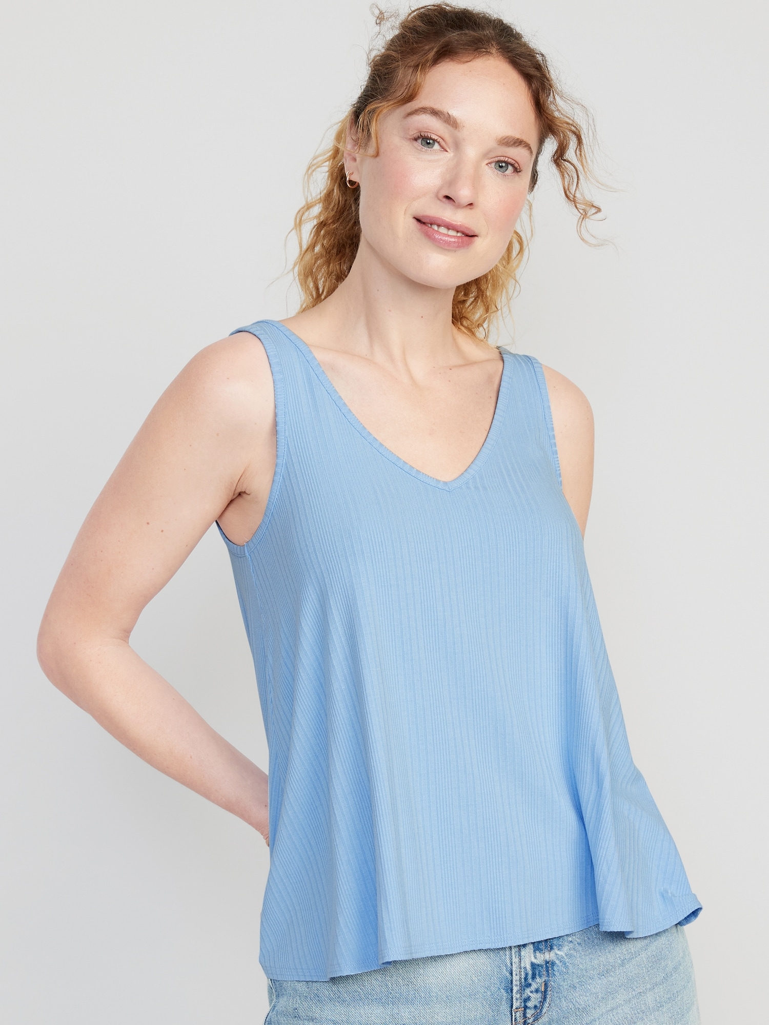 Old Navy Sleeveless Luxe Swing T-Shirt for Women blue. 1