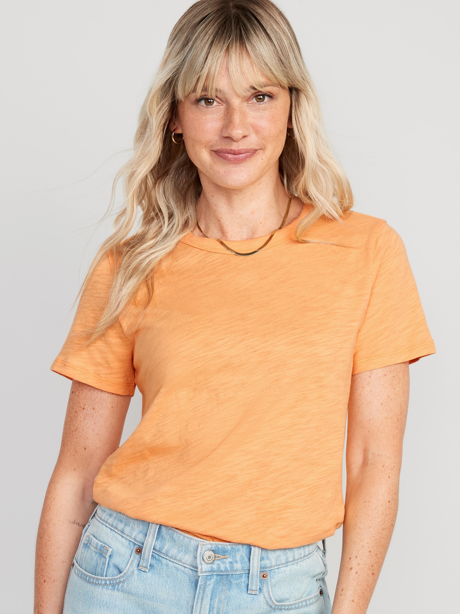 Old Navy EveryWear Slub-Knit T-Shirt for Women orange. 1