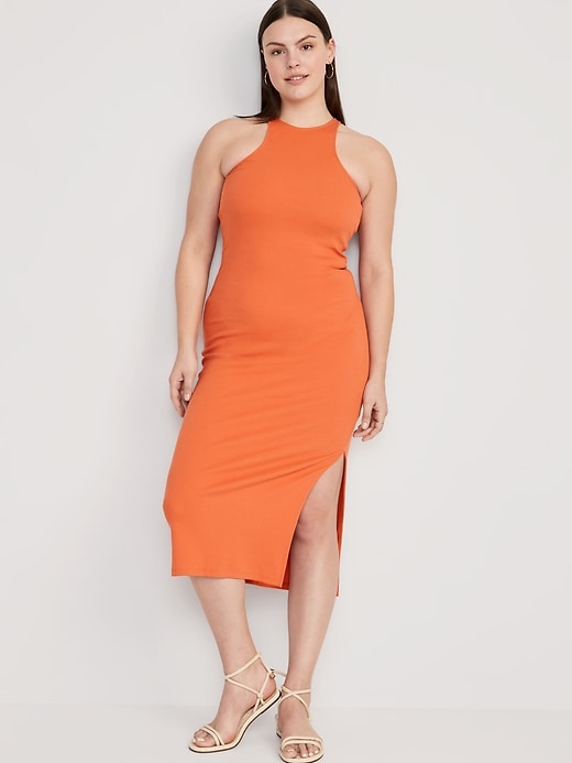Image number 4 showing, Fitted High-Neck Rib-Knit Maxi Dress