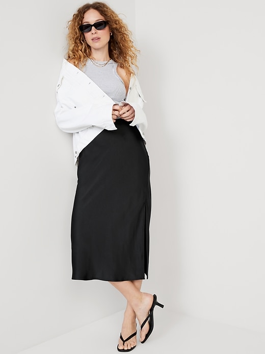 Image number 3 showing, Satin Midi Slip Skirt for Women