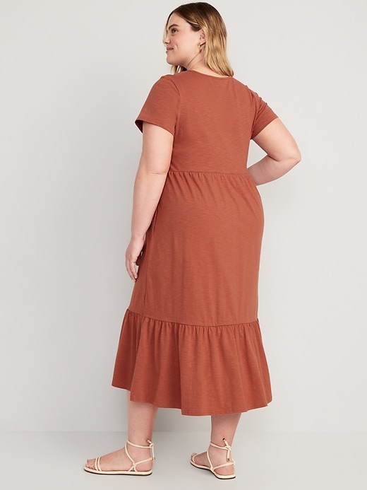 old navy short sleeve tiered midi dress Short-Sleeve Tiered Slub-Knit Midi Swing Dress