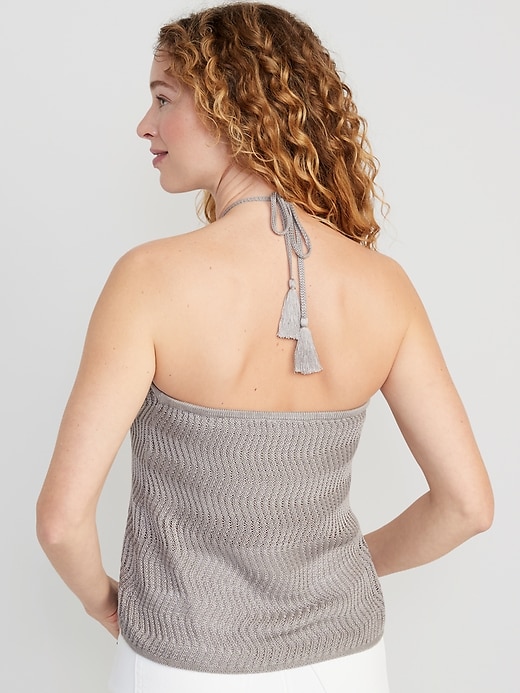 Image number 2 showing, Fitted Halter Cropped Sweater