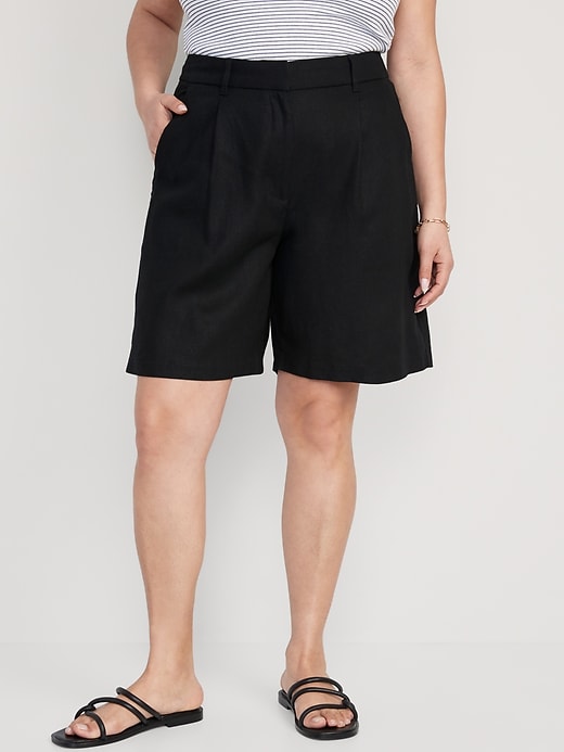 Image number 5 showing, Extra High-Rise Linen-Blend Bermuda Shorts -- 8-inch inseam