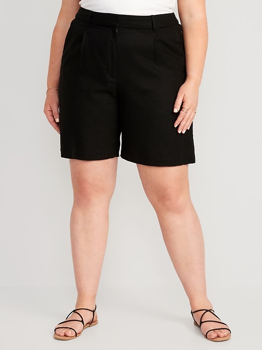 Image number 7 showing, Extra High-Rise Linen-Blend Bermuda Shorts -- 8-inch inseam