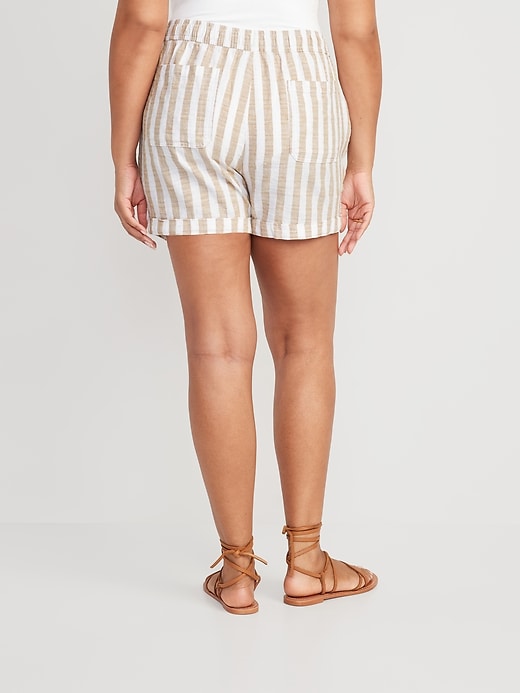 Image number 6 showing, Matching High-Waisted Striped Linen-Blend Shorts -- 3.5-inch inseam