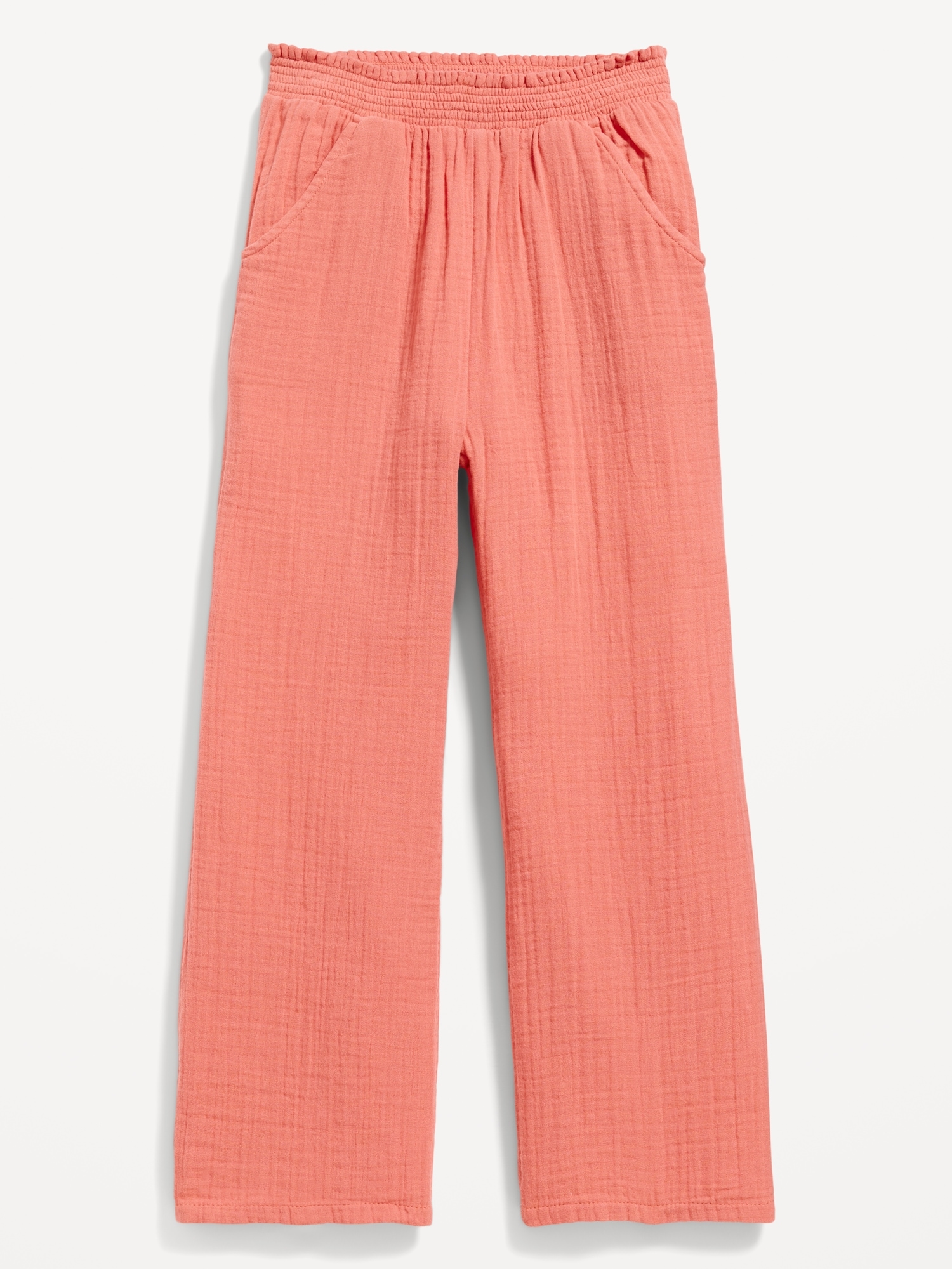 Old Navy Flowy Smocked Double-Weave Pull-On Pants for Girls orange. 1