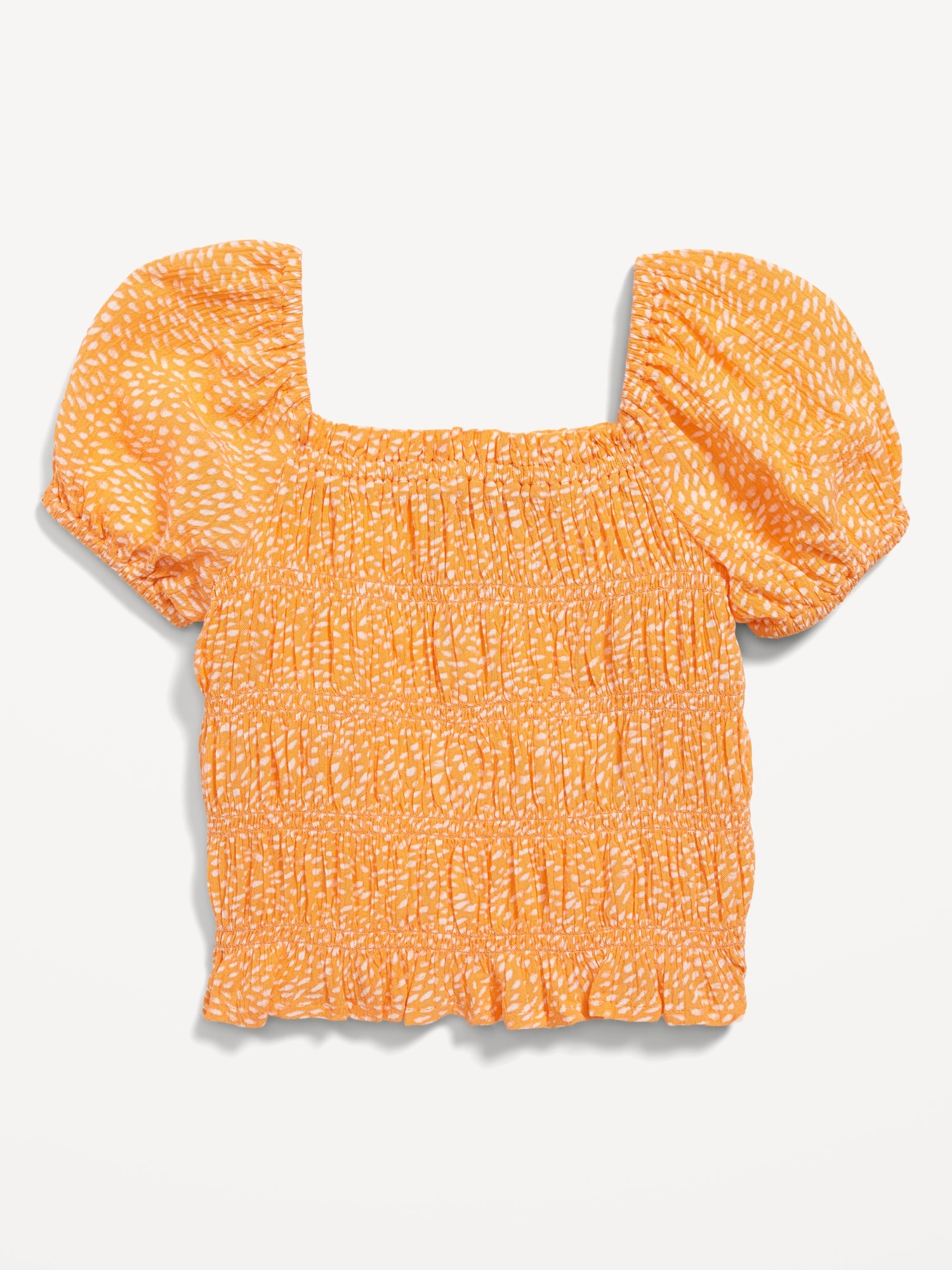 Old Navy Short-Sleeve Smocked Top for Toddler Girls orange. 1