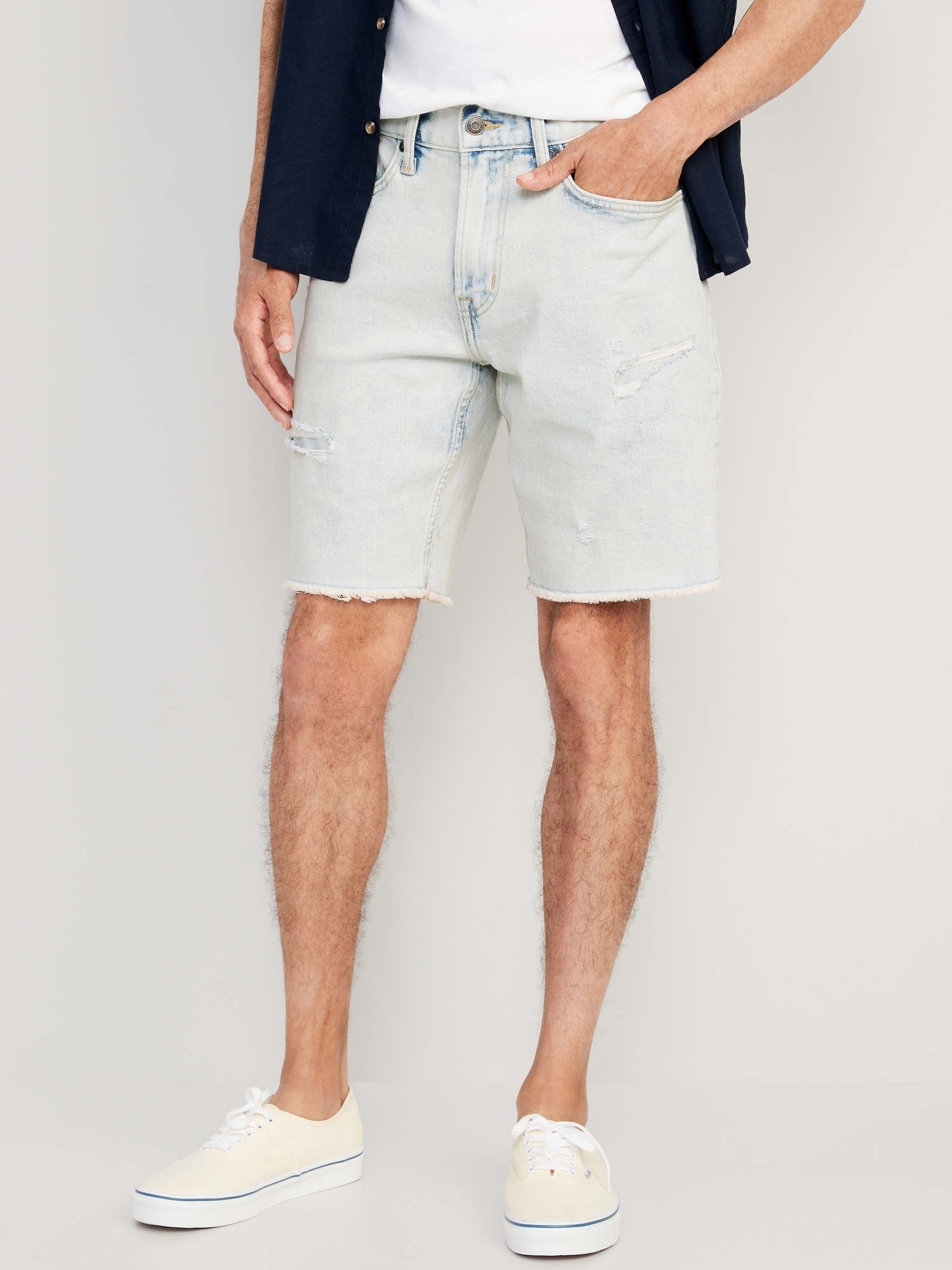 Old Navy Slim Built-In Flex Cut-Off Jean Shorts for Men -- 9.5-inch inseam blue. 1