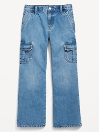 View large product image 4 of 5. High-Waisted Baggy Wide-Leg Cargo Jeans for Girls