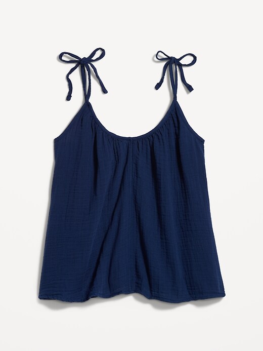 Image number 4 showing, Tie-Shoulder Double-Weave Cami Swing Top for Women