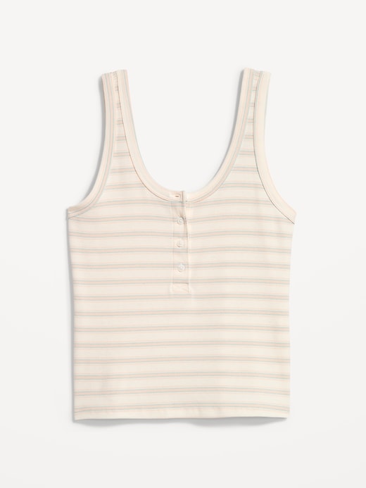 Image number 4 showing, UltraLite Rib-Knit Henley Lounge Tank Top