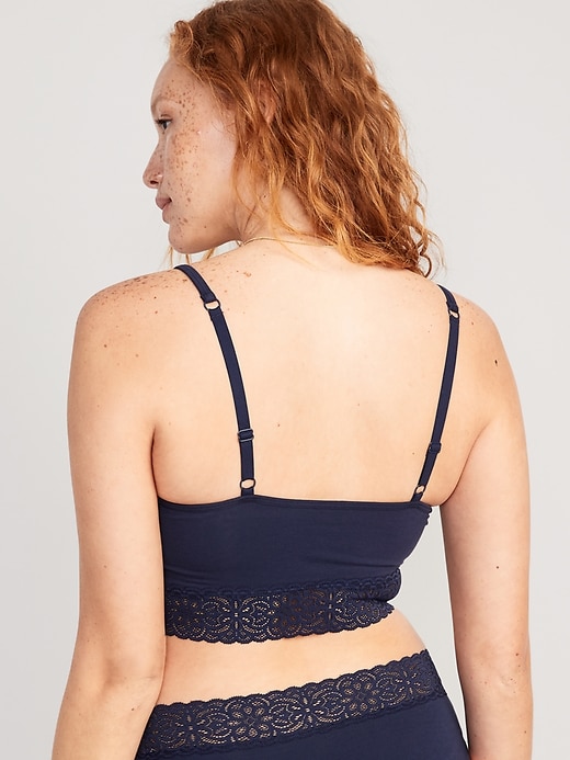 View large product image 2 of 8. Supima® Cotton-Blend Lace-Trim Cami Bra