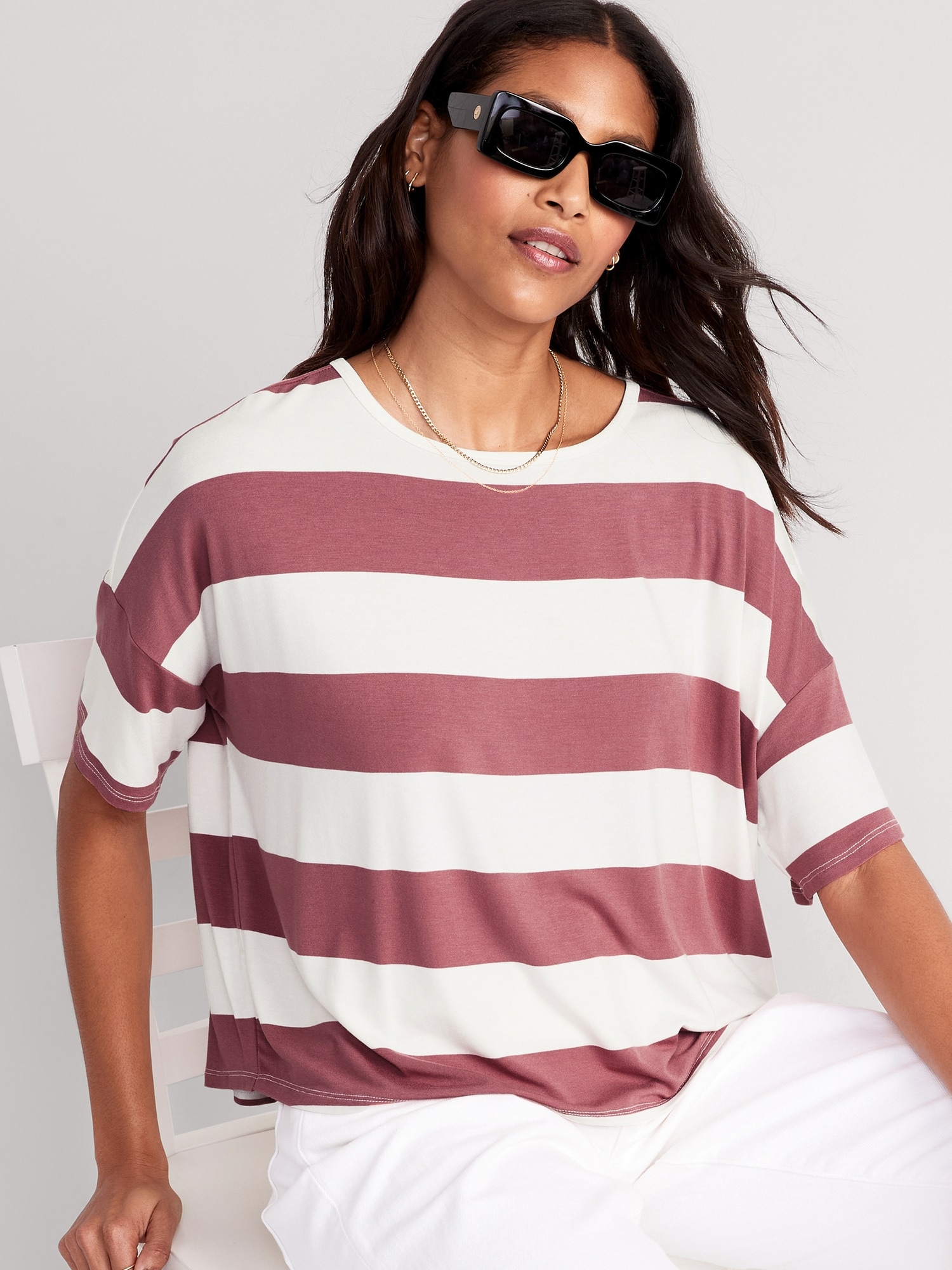 Luxe Oversized Cropped Women T-Shirt Old Navy for 