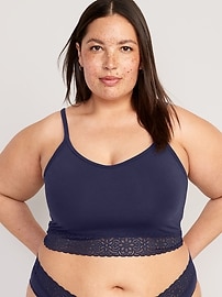 View large product image 7 of 8. Supima® Cotton-Blend Lace-Trim Cami Bra