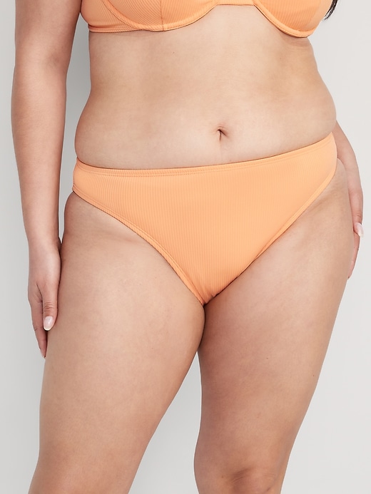 Image number 5 showing, High-Waisted French-Cut Ribbed Bikini Swim Bottoms