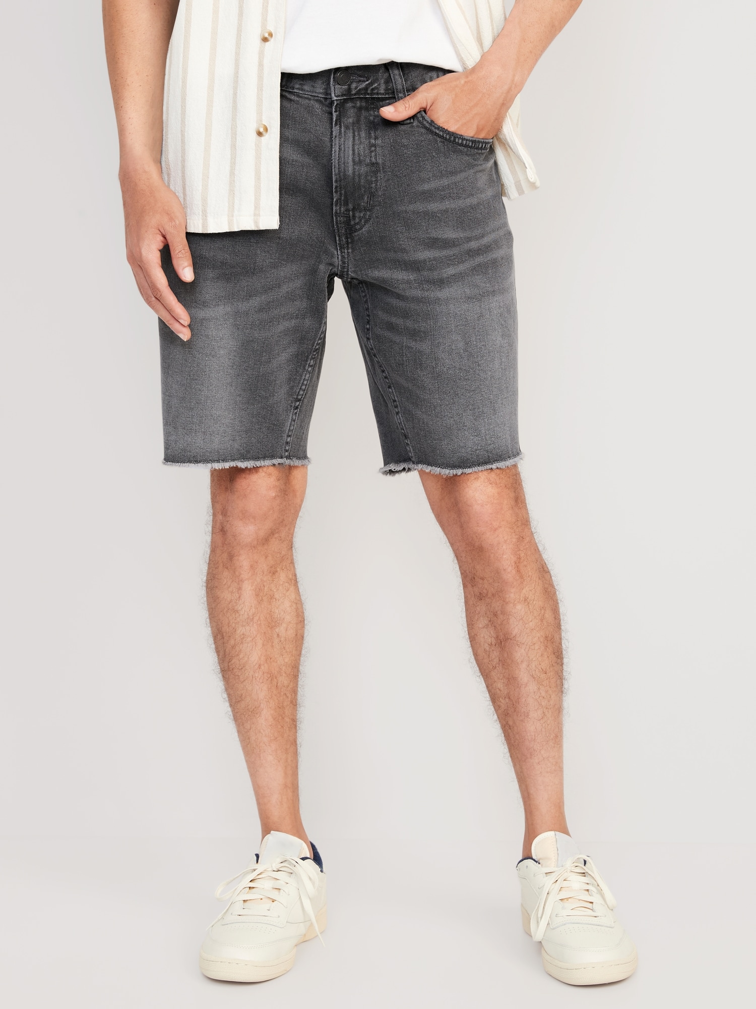 Old Navy Slim Built-In Flex Cut-Off Jean Shorts for Men -- 9.5-inch inseam gray. 1