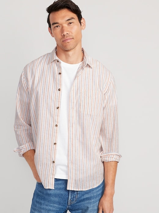 Image number 1 showing, Regular-Fit Everyday Non-Stretch Linen-Blend Shirt