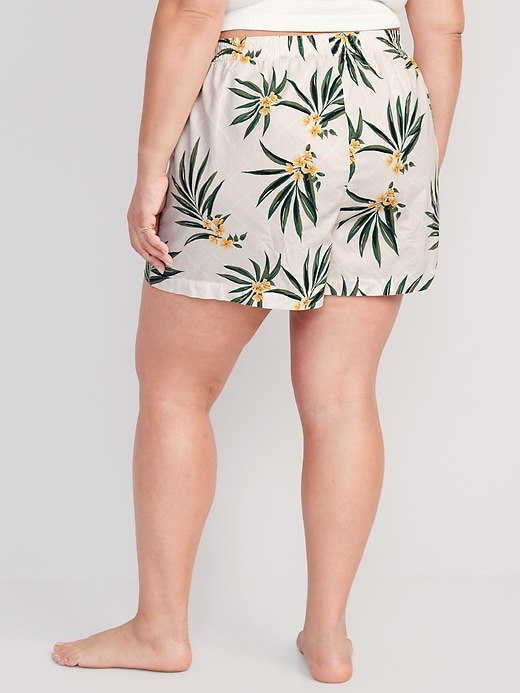 Image number 8 showing, High-Waisted Printed Poplin Pajama Shorts -- 3.5-inch inseam